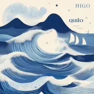 Una portada de álbum titulada 'Azul Cuán Mar' de Hugo Quiñonez con un diseño inspirado en el océano