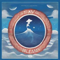 Una portada de álbum titulada 'Azul Cuán Mar' de Hugo Quiñonez con un diseño inspirado en el océano