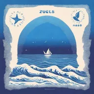 Una portada de álbum titulada 'Azul Cuán Mar' de Hugo Quiñonez con un diseño inspirado en el océano