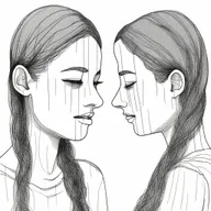 Create an image that symbolizes the bond between two girls who struggle with self-harm, represented only by their scars