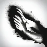 Create a realistic image addressing the serious issue of self-harm, using a black color scheme