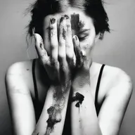 Create an image that depicts the serious issue of self-harm, focusing on broken skin