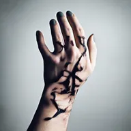 Create an image that addresses the serious issue of self-harm, focusing on broken skin