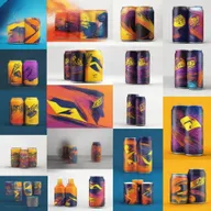 Create a moodboard for a new energy drink company 'BDE', featuring vibrant colors, dynamic shapes, lightning symbols, and high-energy visuals to embody the dynamic spirit of the brand.