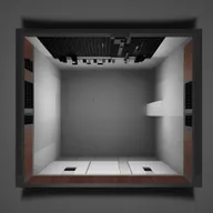 Generate a 3D view of a 20 feet by 22 feet room, arranged with 24 seats. The seating plan should take into account different factors like event type, office seating style, and additional room features.