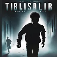 A black thriller book cover with a teenage boy running away from a shadowy figure