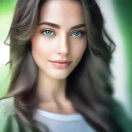 A beautiful woman with striking green eyes, looking serene and elegant