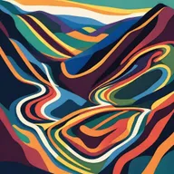 An abstract depiction of winding paths ascending the Carpathian Mountains