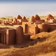 Generate a hypothetical image of Central Asia, still characterised by its traditional and historical elements, untouched by the influence of Czarist Russia.