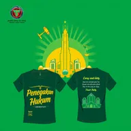 T-shirt design for the Jakarta Central Tax Office themed around law enforcement and the National Monument (Monas)