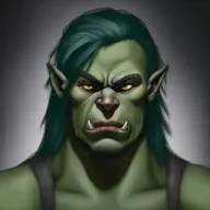Create a detailed character portrait of a male Half-Orc with a Lawful Evil alignment