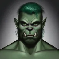 Create a detailed character portrait of a male Half-Orc with a Lawful Evil alignment
