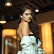 A stunning Korean supermodel posing confidently
