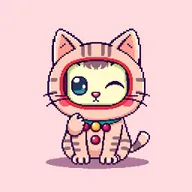 Genera una imagen en pixel art de un gatito estilo Tamagotchi en un lienzo de 64x64 píxeles