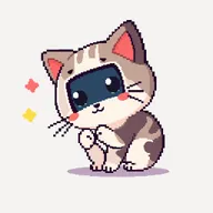 Genera una imagen en pixel art de un gatito estilo Tamagotchi en un lienzo de 64x64 píxeles
