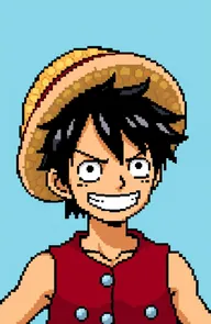 Pixel character sprite portrait of Monkey D