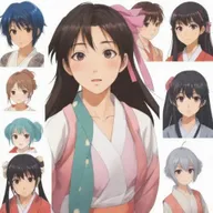 Generate anime characters that embody different cultural representations in their attire, context, and gestures