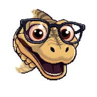 A pixel art style illustration of a snake with big, expressive eyes