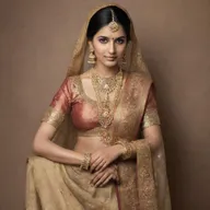 A historical representation of Indian women wearing traditional clothing of olden times, including sarees intricately draped or elaborate salwar kameez, adorned with traditional Indian gold jewelry.
