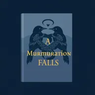 A moody book cover for "A Murmuration Falls" featuring a cool-toned color palette of deep blues, soft grays, and muted purples, creating a mysterious and atmospheric feel
