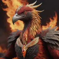 A realistic, detailed depiction of the aggressively screaming beak of a phoenix, armored in realistic golden and diamond-studded gear, against a fiery backdrop of red and black lava.