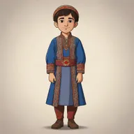 The protagonist of a cartoon, a young Armenian boy, standing proud in his authentic Armenian costume. His traditional attire is detailed and colorfully animated, capturing the essence of Armenian culture.