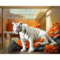 White tiger in a laundry room