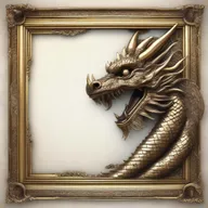 A highly realistic, ornate frame with detailed Balinese dragon motifs embellishing the edges