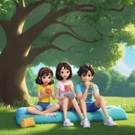 Anime Girls Enjoying Cool Lemonade Under a Walnut Tree | Idyllic
