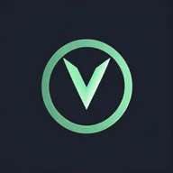 Create a pronounced gaming logo displaying a luminous green 'V' inside a circle, standing out against a stark black backdrop.