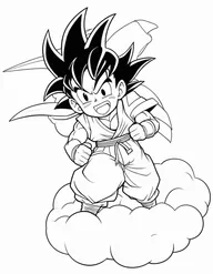 Kid goku outline for coloring book, variation 100