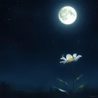 A serene night scene illuminated by gentle moonlight, casting a soft and dreamy glow over a completely silent environment