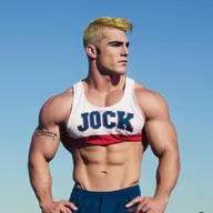 portrait of most masculine, all american jock