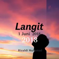 A striking novel cover design for a book titled 'Langit 1 Juni 2018', authored by Rizaldi Muhammad