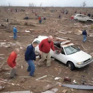 The emergency evacuation team, moving through the wreckage, heartbreakingly comes across the lifeless bodies of citizens