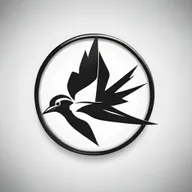 Design a black and white sports brand logo featuring a stylized representation of a swallow bird.