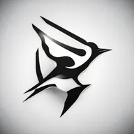 A sports brand logo emphasizing a stylized swallow bird, rendered in a distinct black and white aesthetic.