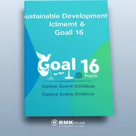 A visually engaging cover page design for a document about 'Sustainable Development Goal 16'
