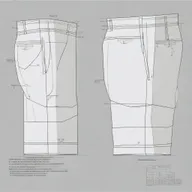 An image of a detailed, high-quality digital art pattern for tailoring men's shorts without pockets