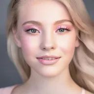A high-definition digital art image depicting a teenage girl sporting a natural light pink makeup look for prom