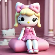 A high-quality 3D render of a Hello Kitty figure with a twist