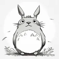 A line art drawing of Totoro on a plain white background