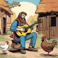 An expertly crafted comic book style image, featuring a scene in a rustic village