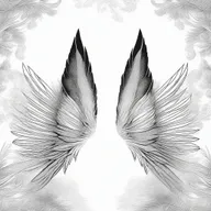 This is a black and white illustration of a pair of wings