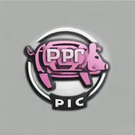 A high-quality digital art of a robotic pig emblem