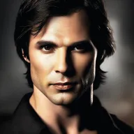 A highly detailed digital art representation of Damon Salvatore, the charismatic vampire from 'The Vampire Diaries'