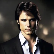 A highly detailed digital art representation of Damon Salvatore, the charismatic vampire from 'The Vampire Diaries'