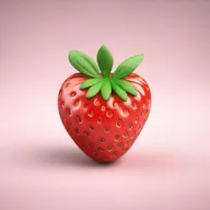 A high-quality 3D render featuring a cute, vibrant strawberry