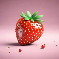 A high-quality 3D render featuring a cute, vibrant strawberry