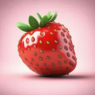 A high-quality 3D render featuring a cute, vibrant strawberry